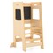 Kids Standing Step Stool Tower with Chalkboards and 2-level Height Adjustable Platform
